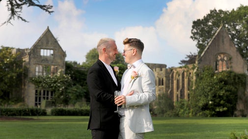 A couple at Nymans pictured on their wedding day.